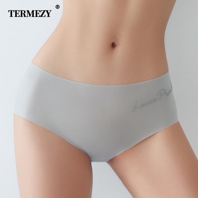 TERMEZY Women Sexy Ice Silk Panties Mid-Waist Ultra-thin Lingerie Female G String Solid Color Underwear Traceless Briefs Intimates
