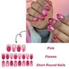 24pcs Short Press On Nail With Heart Flame Designs Acrylic False nail For Women And Girls Easy To Apply And Remove
