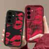 Fashion Love Lips Print Matte Soft Case For Samsung S25 S24 FE S23 Ultra A56 A36 A16 A55 A15 A35 A54 A14 Lens Protection Shockproof TPU Phone Cover
