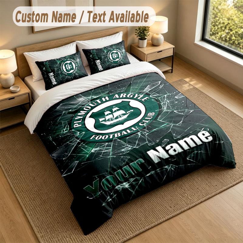 Bedding Set 1 Duvet Cover 2 Pillowcases Plymouth Argyle FC Print Soft Bed Linen Bedroom Decor