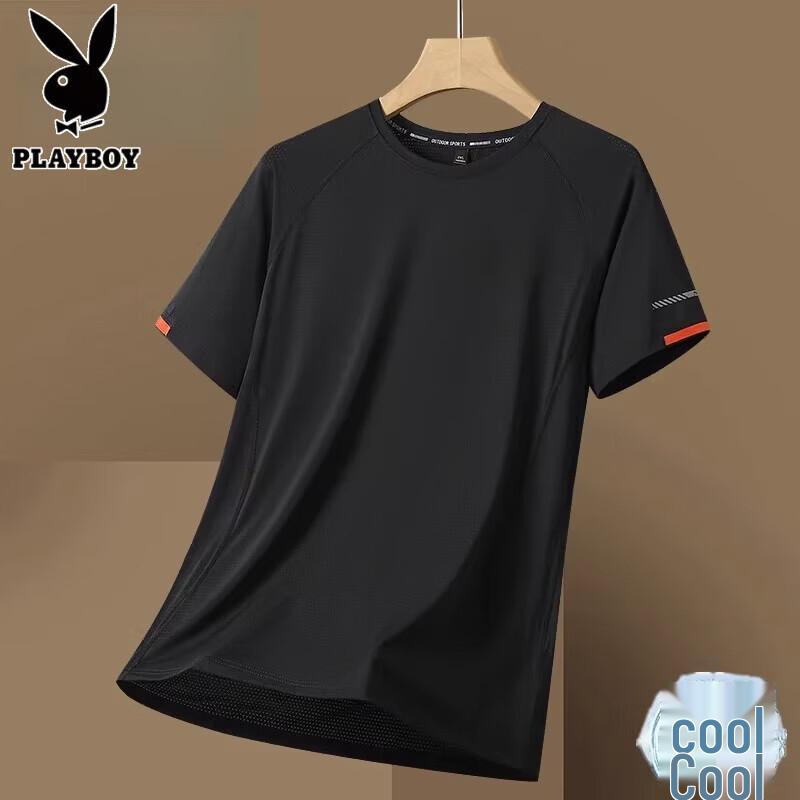 PLAYBOY Мужская дышащая футболка с коротким рукавом из ледяного шелка
