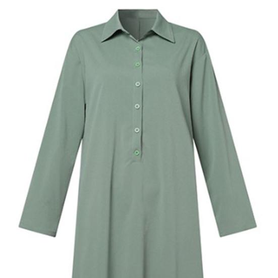 Летнее Весеннее Женское Платье Лацкан Длинный Рукав Рюши Пэчворк Плиссированное Свободное А-силуэт