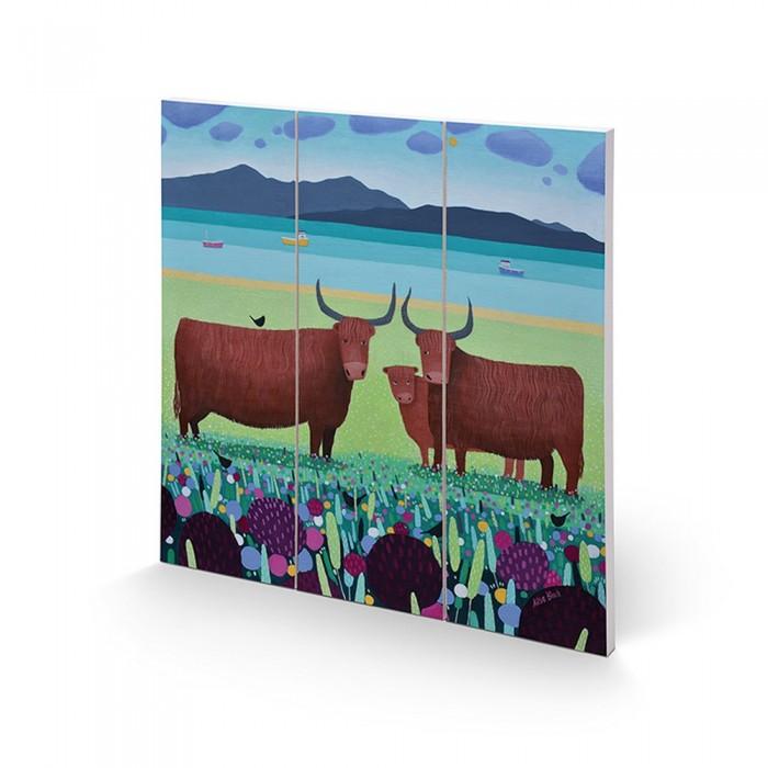 Ailsa Black Long Haired Ones Square Wood Print