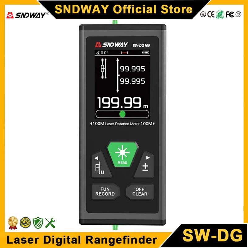 SNDWAY SW-DG60 DG100 2 Way Laser Measure Meter Rangefinder Green Laser Distance Meter Mini Digital Range Finder 60M 100M