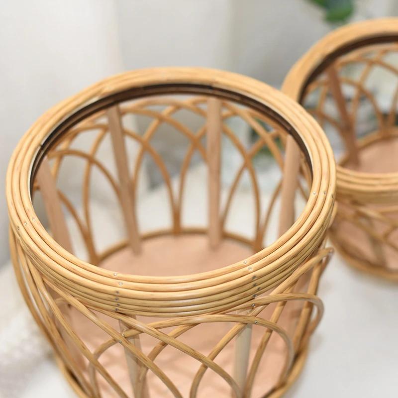 Ins Nordic Flower Pot Basket Wooden Flower Frame Indoor Outdoor Flower Pot Stand Living Room Green Plant Flower Pot Container