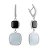 Серебряные серьги с натуральным аквамарином 24.95ct, ониксом (2070191)