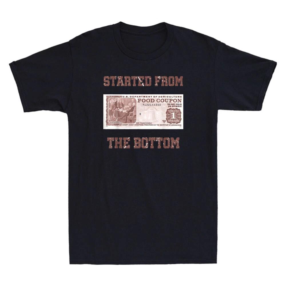 Started From Bottom Food Stamp Funny Sayings Vintage Men's Short Sleeve T-Shirt