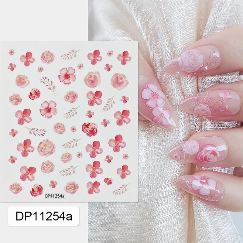 3D Nail Art Decals Summer Petals Florals Colorful Flowers Adhesive Sliders Nail Stickers Decoration For Manicure