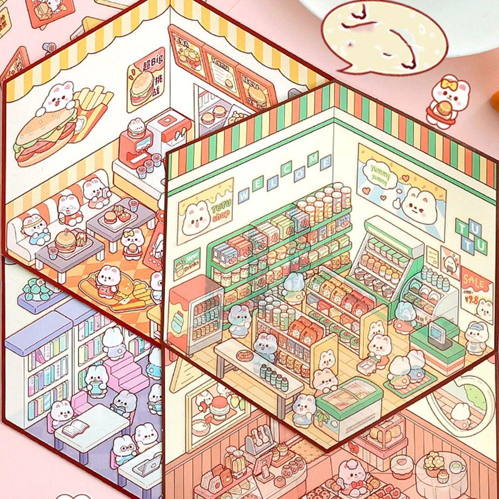 3D визуальная укладка наклеек DIY Пейзажная наклейка для блокнота Подарки Миниатюрная сцена 3D наклейки