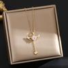 Elegant Korean Micro-Inlaid Titanium Necklace - Luxurious Women's Clavicle Chain, Non-Fading, Unique Minority Design.