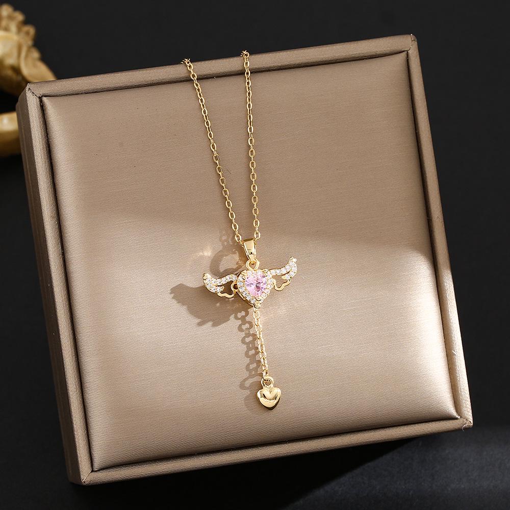 Elegant Korean Micro-Inlaid Titanium Necklace - Luxurious Women's Clavicle Chain, Non-Fading, Unique Minority Design.