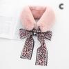 Women Elegant Faux Fur Scarf Plush Leopard Winter Warm Vintage Fluffy Collar Wrap