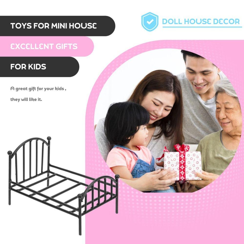 Кукольная мебель, винтажная миниатюрная кровать, мини-реалистичная кровать, новая металлическая кровать для кукольного домика