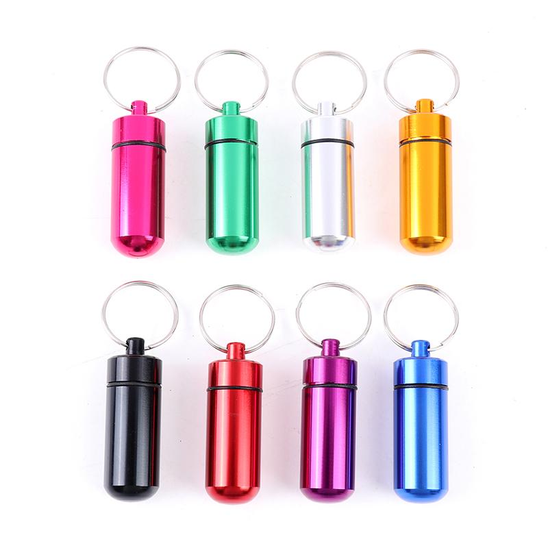 Mini Portable Aluminum Alloy Pill Bottle Cartridge Keychain Outdoor Waterproof Sealed Pill Box