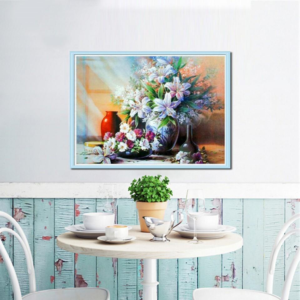Diamond Painting Flower Rhinestone Full Round Diamond Embroidery Cross Stitch
