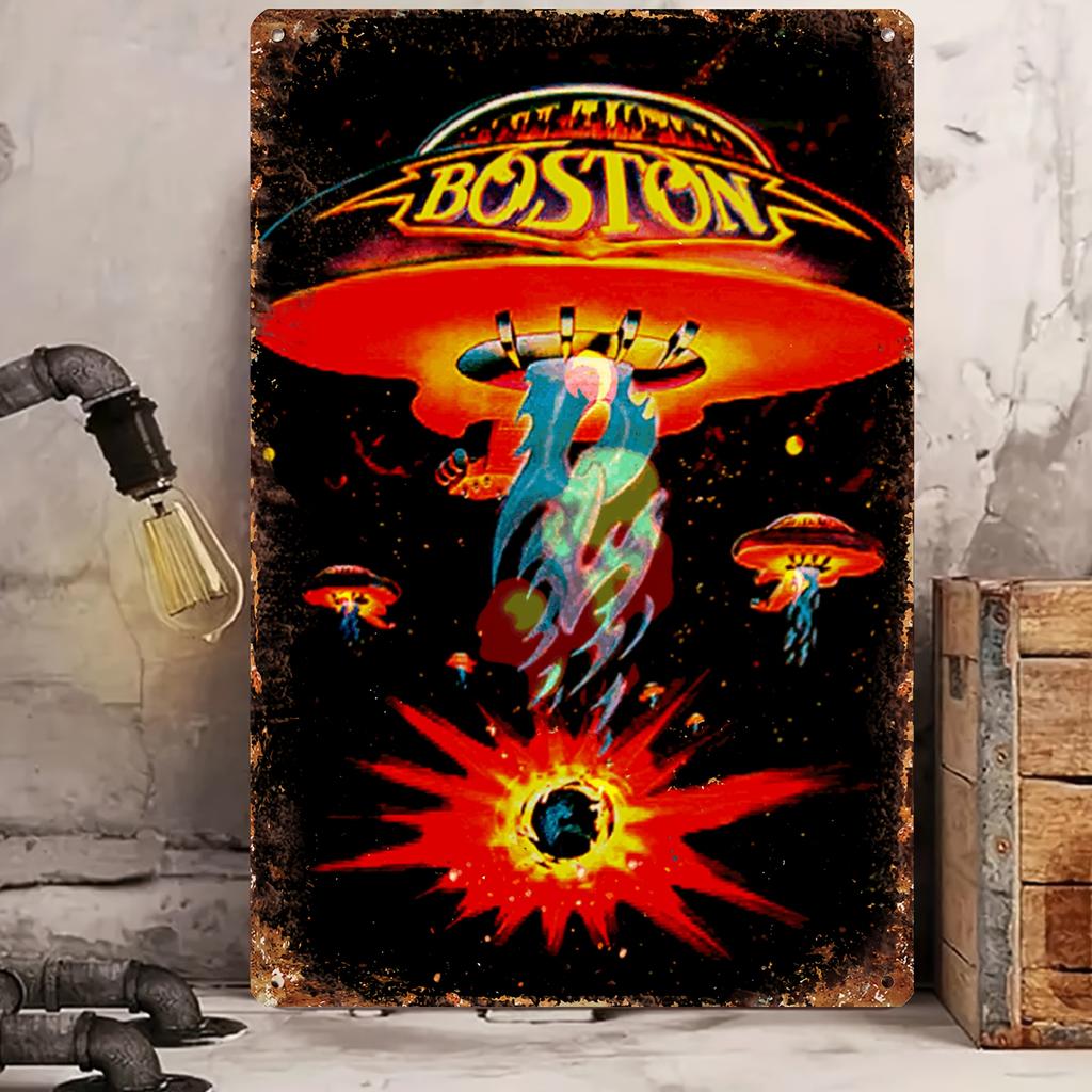 Iconic, Rock N Roll Vintage Metal Tin Sign - 8"x12" | Funny Rock Band Art for Home & Bar Decor, Durable Iron Wall Hanging