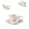 Ceramic Coffee Mug Porcelain Cups and Saucer Set Floral Tea Cappuccinos Gift for Family