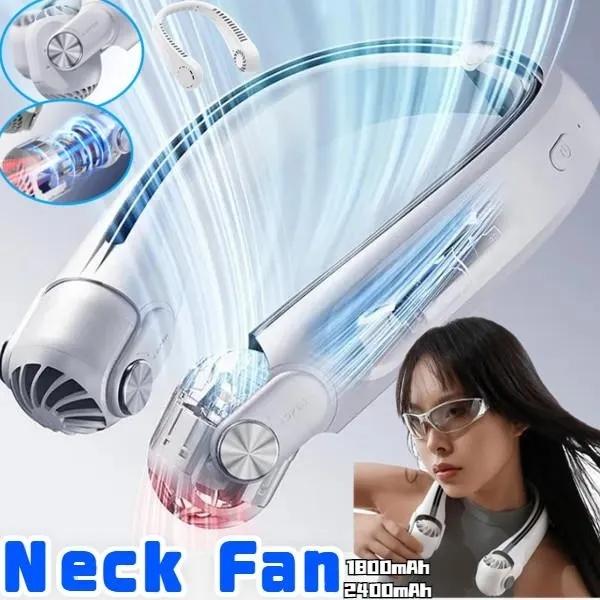 1800/2400 мАч Мини-безлистные вентиляторы с большой шеей Турбина Большой ветер USB-зарядка Складной портативный регулируемый подвесной