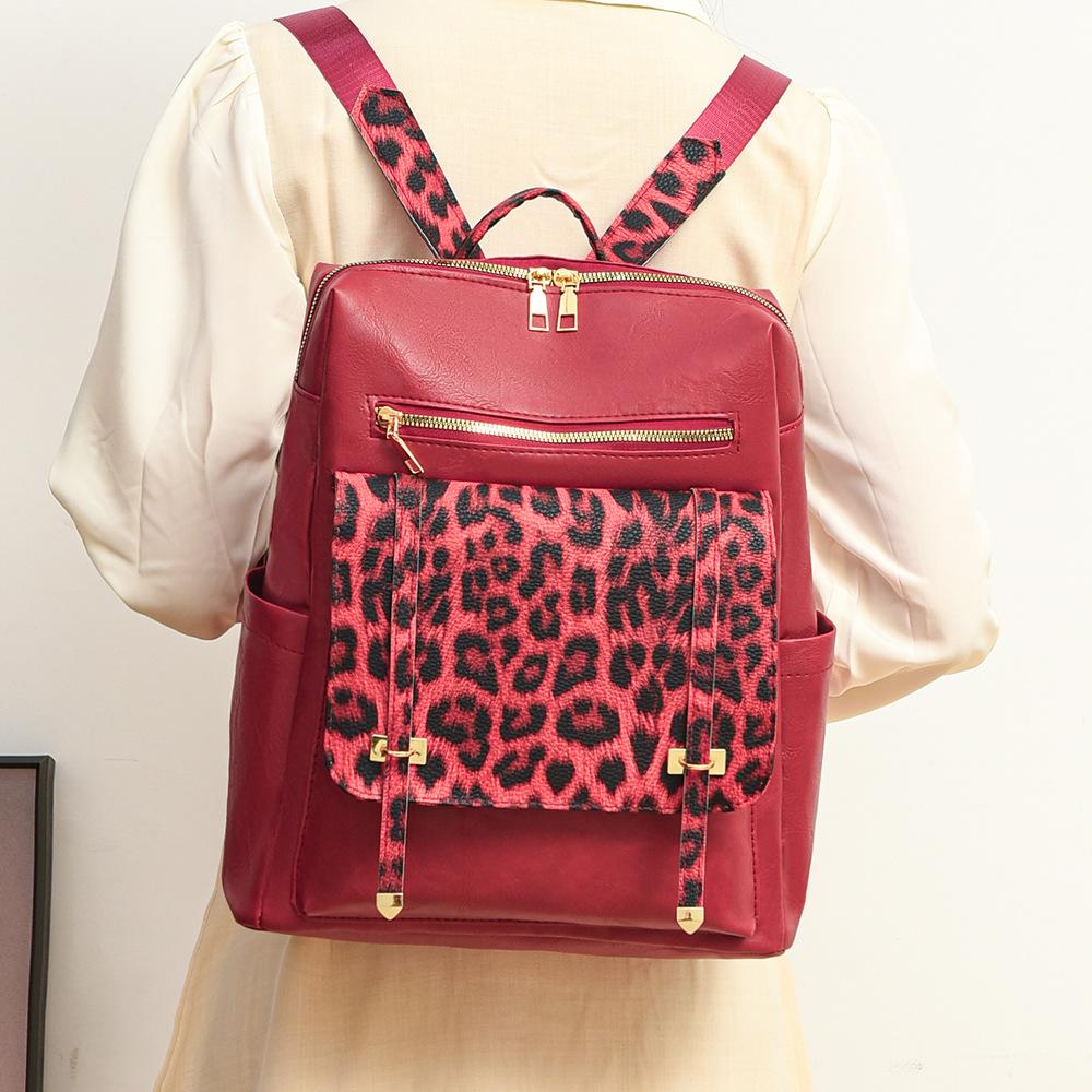 Винтажный рюкзак с леопардовым принтом, женская сумка через плечо, студенческий рюкзак