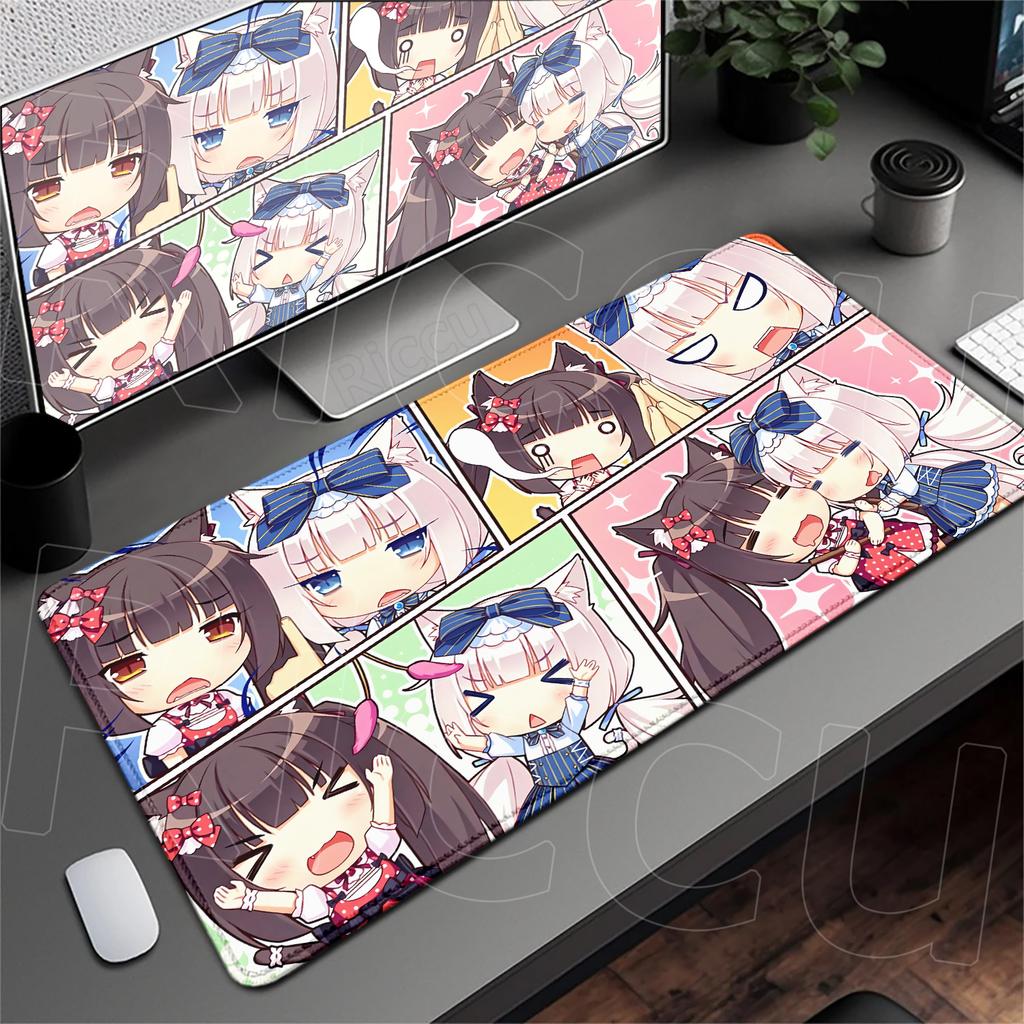 Аниме Nekopara Милая Девушка Ковер Большой Защитная Подушка для Компьютерного Стола XXL Игровой Коврик для Мыши с Заблокированным Краем Утолщенный Коврик для Клавиатуры Скоростной