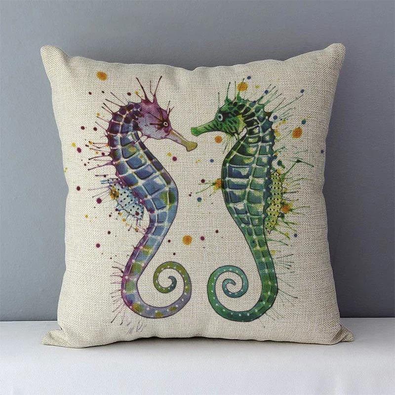 Vintage Nautical Patterns Double-Sided Printed Pillow Cover Short Plush Suitable Living Rooms Bedrooms Sofas Throw Cushion Cover