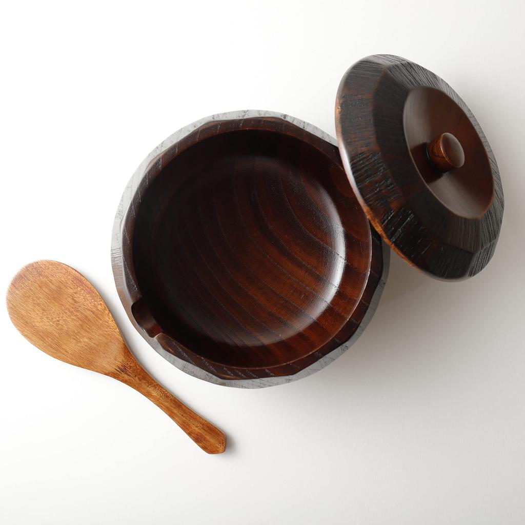Osaka Choseido Wooden Rice Container with Rice Serves Go Spoon, 2-3 People, Approx. 1.5 (1.5 Cups)