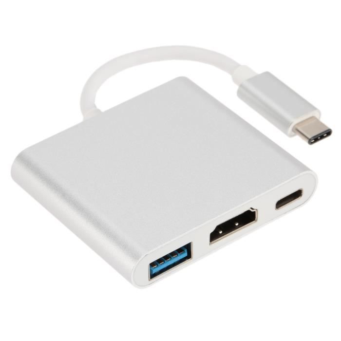 VSHOP ® Адаптер USB Type C (папа) на HDMI, USB C, USB 3.0 (мама)