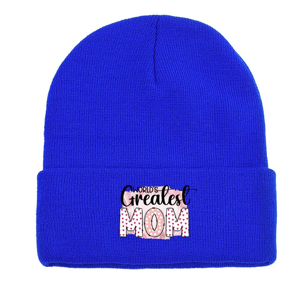 Greatest MOM" Warm Knitted Hat Beanie, Mother Man Cap Cancer Chemo Cuff Trendy Headwear Knit Cap Beanie