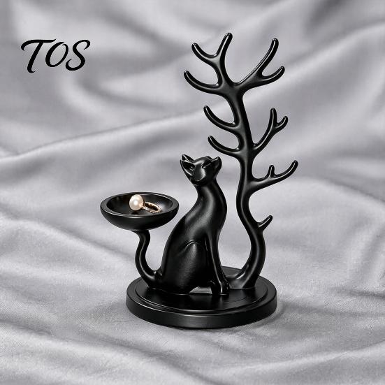 Gifts for Jewelry Lovers Cute Cat Tree Branch Organizer, 3D Printed Earring Bracelet Hair Minimalist Display Tie Storage Holder, Decorative