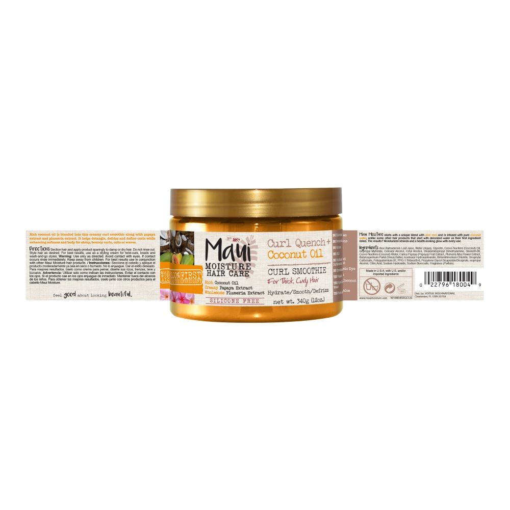 СМУЗИ Maui Moisture Curl Quench + кокосовое масло для завивки локонов, 12,0 унций