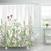Tropical Green Leaves Plant On White Background Odorless Shower Curtains for Bathroom Showers and Bathtubs Decor with Hooks