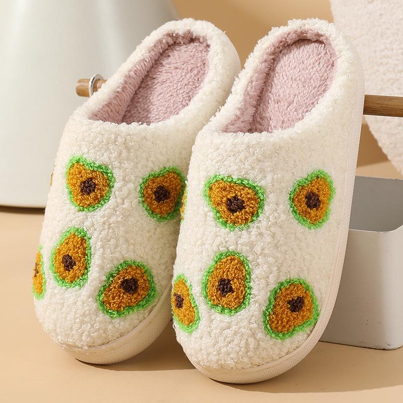 New Comfortable Home Cute Cartoon Strawberry Winter Cotton Slippers for Men and Women's Couples Thick Sole Warm Cotton Slippers