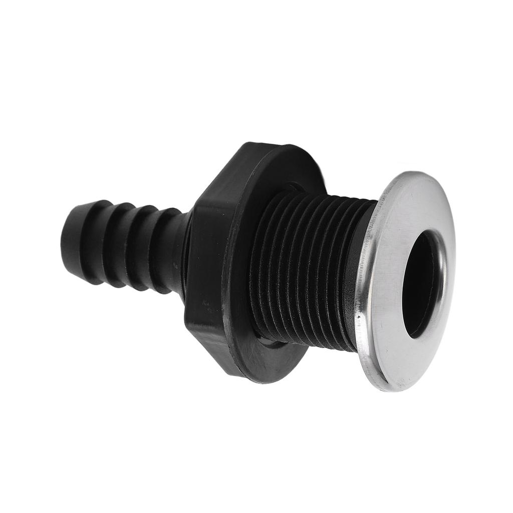 Лодочный 3 4-дюймовый сквозной шпигатный слив Прямой Черный с крышкой из нержавеющей стали 316 для яхт и кораблей