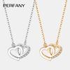 PERFANY Ожерелье из муассанита для женщин S925 Чистое серебро Дизайн двойного сердца Лабораторный бриллиант Подвеска Модные роскошные ювелирные изделия