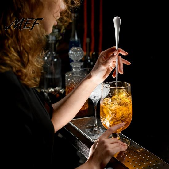 Extended Handle Spoons Stainless Steel Long Mixing Spoon, Polished Metal Stirring Dishwasher Safe Tall Glass Bar Spoon for Cocktails And Coffee