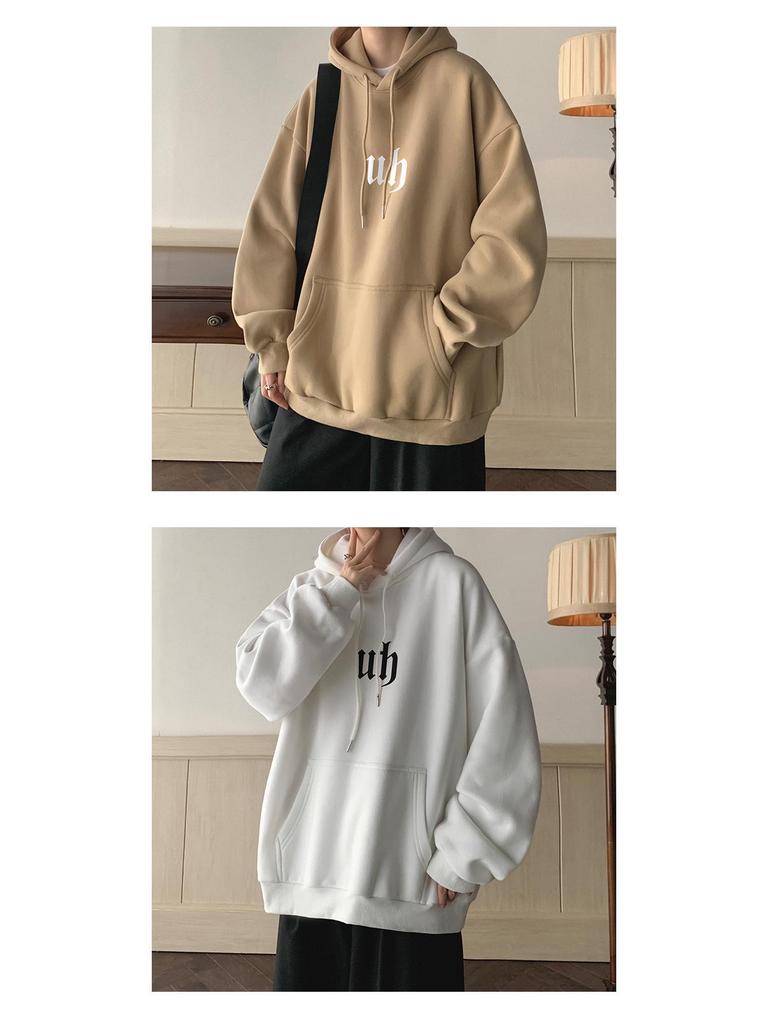 Navy Blue 250g Men's Oversize Hooded Sweatshirt - Trendy American Hip-Hop Style