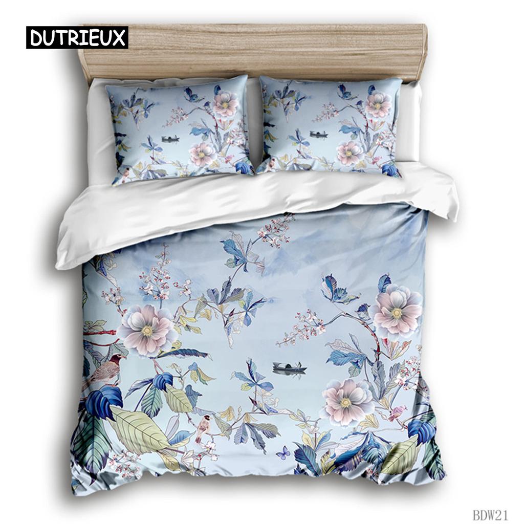 Пододеяльник с цветочным рисунком, ботанические листья, двусторонний комплект постельного белья с цветочным рисунком, натуральное растение, двуспальная кровать размера «king-size», полиэстер, одеяло