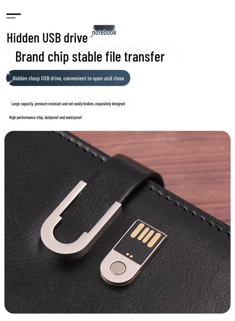 Настраиваемый многофункциональный беспроводной зарядный блокнот с USB-накопителем