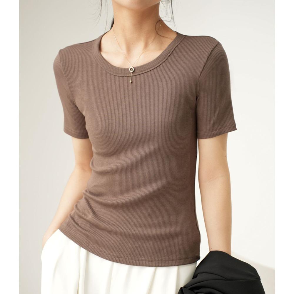 Women's Summer Round Neck Slim Hundred Short-sleeved Medium-sleeved T-shirt