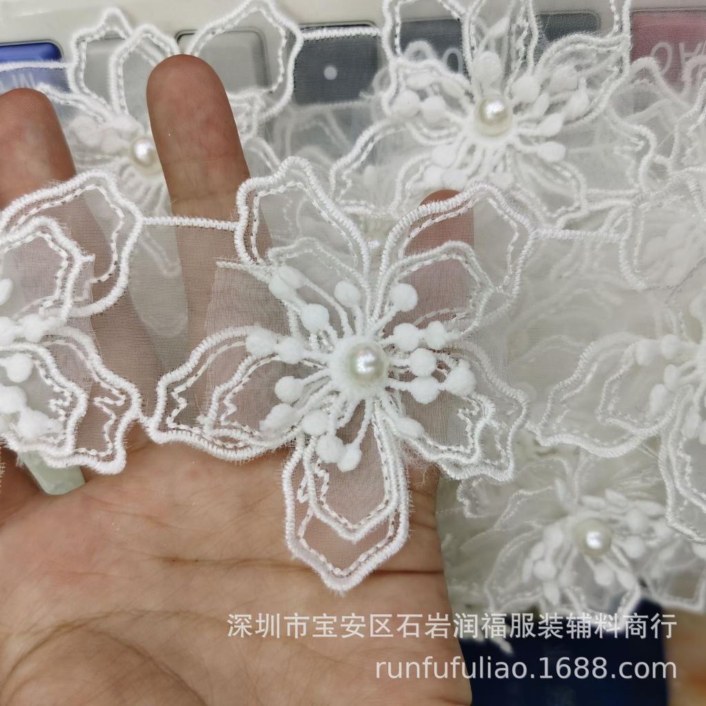 Евген Пряжа Вышитое Кружево Трехслойный Бисер Штрих-код Королева Детская Одежда DIY Кукольная Бижутерия со Штрих-кодом