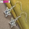 925 Sterling Silver AAA Zircon Star Drop Earring Jewelry
