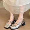 Fashion Bow Block Heel Single Shoes Autumn New Square Toe Shallow Mouth Slip-on Non-Slip Wear-Resistant Mary Jane Shoes