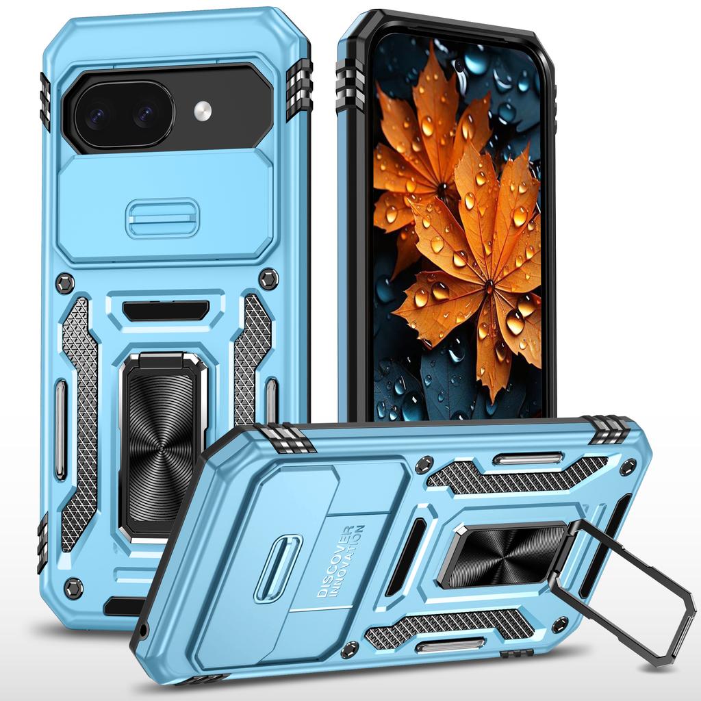 For Google Pixel 9a Case Kickstand Slide Lens Lid PC+TPU Drop