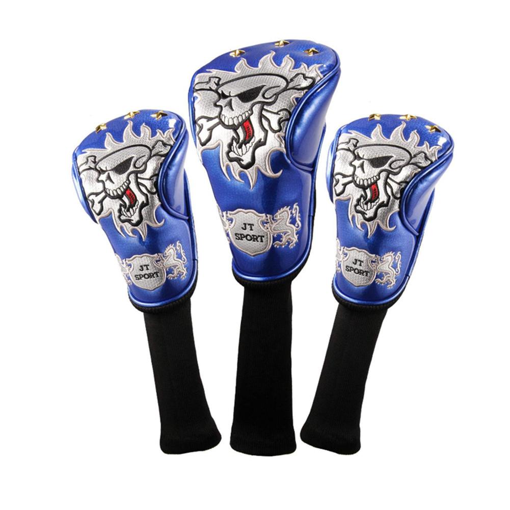 1 Set Pu Golf-sports Wood Club Head Cover Skull Pattern Exquisite Cue Cap Cover With Exquisite Embroidery Craftsmanship Cover