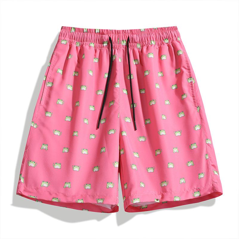 Summer Y2k Casual Beach Shorts Fashionable Solid Youth Popular Sweatpants Simple Men's Five-Quarters Thin Loose Seaside Vacation