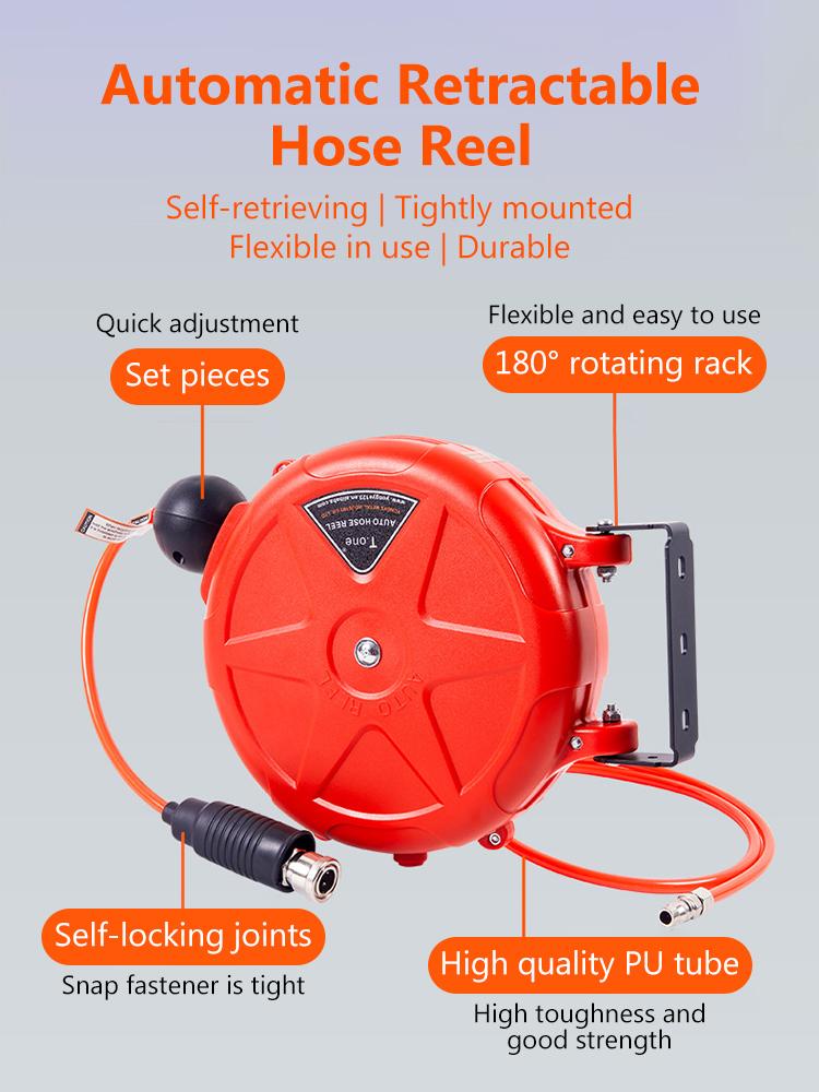 Компрессорный шланг катушка выдвижная 10м автоматический сматывающий инструмент коммерческая катушка с поворотным кронштейном быстроразъемное соединение воздушный компрессор
