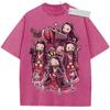 Unisex Pink Washed Vintage T Shirt Demon Slayer Nezuko Kamado Cute Chibi Style High Quality Fabric for Casual Shopping