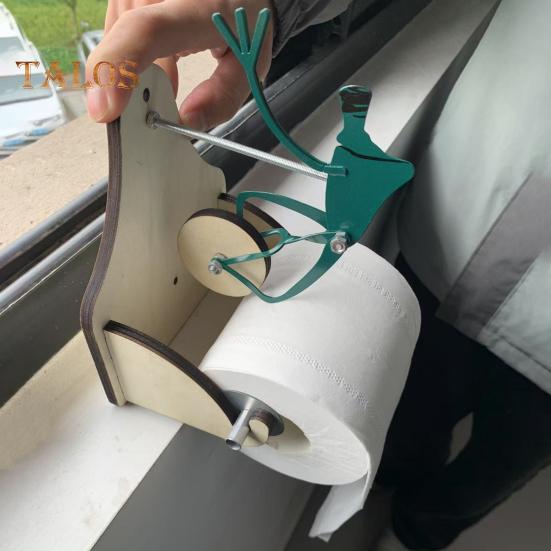 Держатель для туалетной бумаги с забавным дизайном в виде лягушки, простая в установке настенная деревянная подставка для рулонов бумаги, декор для ванной комнаты