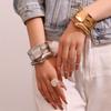 Luxury Irregular Geometric Glossy Bracelet 2024 Hot Selling Charm Jewelry Gold Silver Color Pearl Cuff Open Bangle for Women