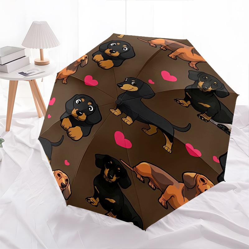 Dachshund Heart- Automatic Umbrella, Four Seasons Portable Folding Umbrella, Suitable for Men and Women, Travel, Daily Compact Umbrella, Out
